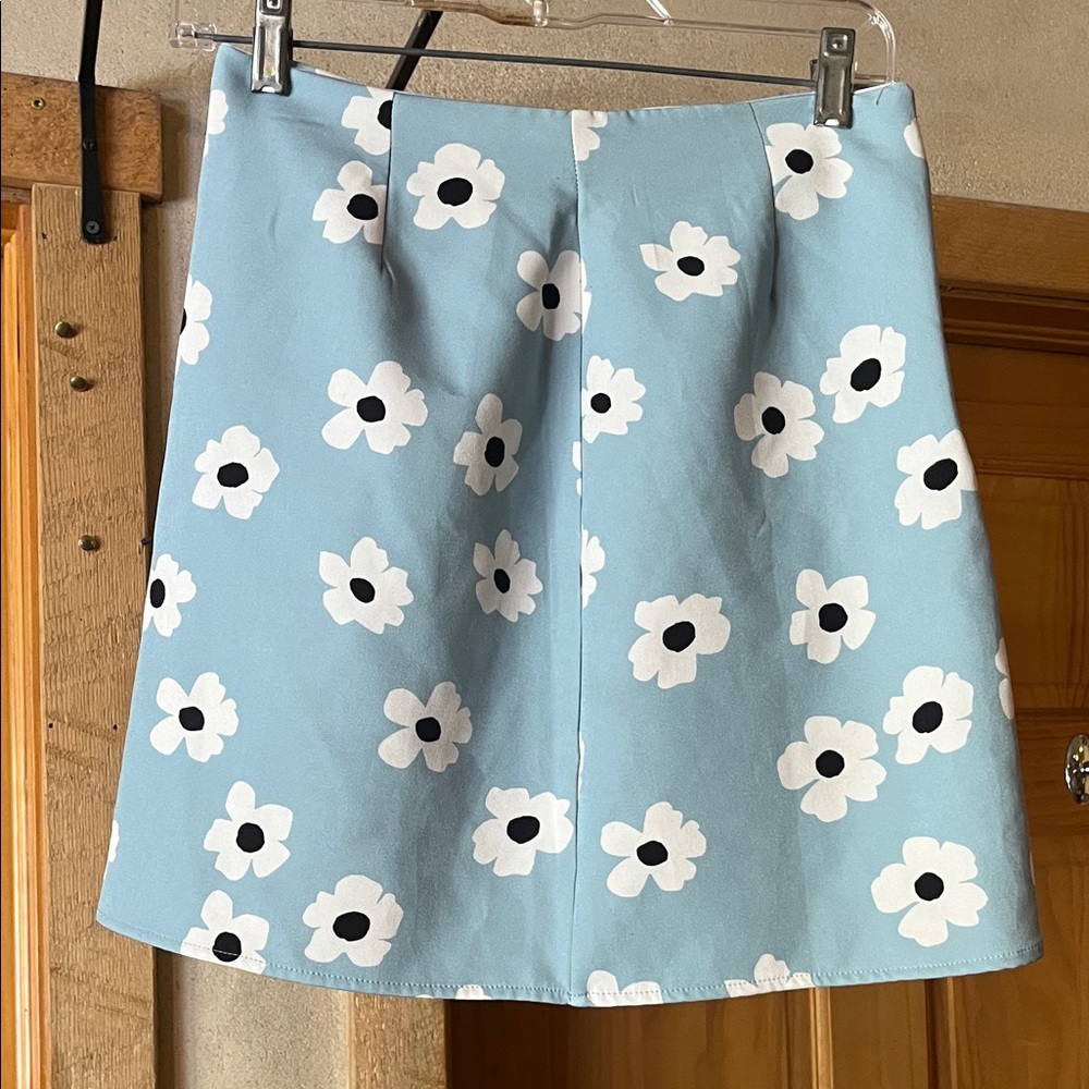 Blue Floral A-Line Skirt